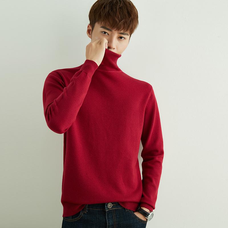 Solid Color Men's Sweater Men's Warm High Lapel Slim Big Yards Hedging Long-sleeved Knit Sweater High-neck Winter Sweater Popular