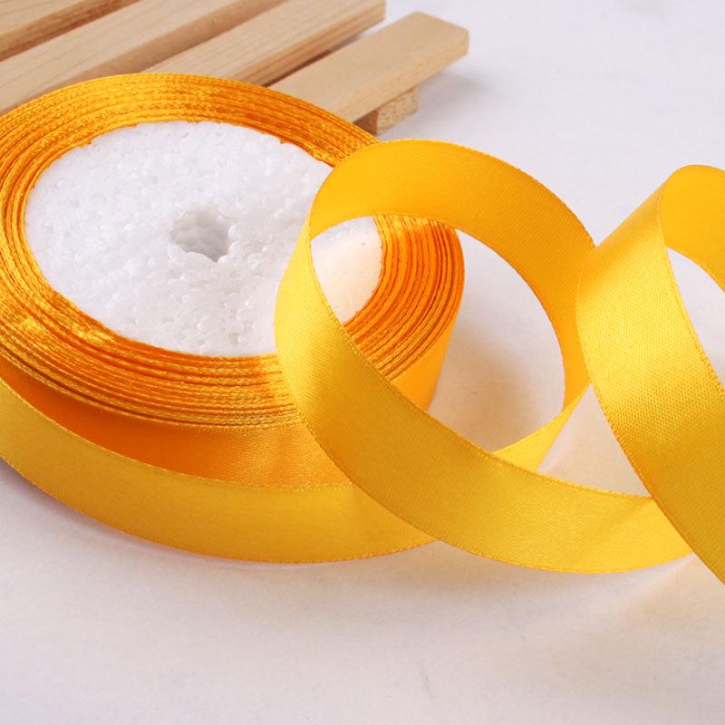 Golden Yellow Silk Ribbon for Gift Wrapping: Colorful, Satin, Woven Flowers, 0.3cm-7.5cm, Perfect for Thanksgiving