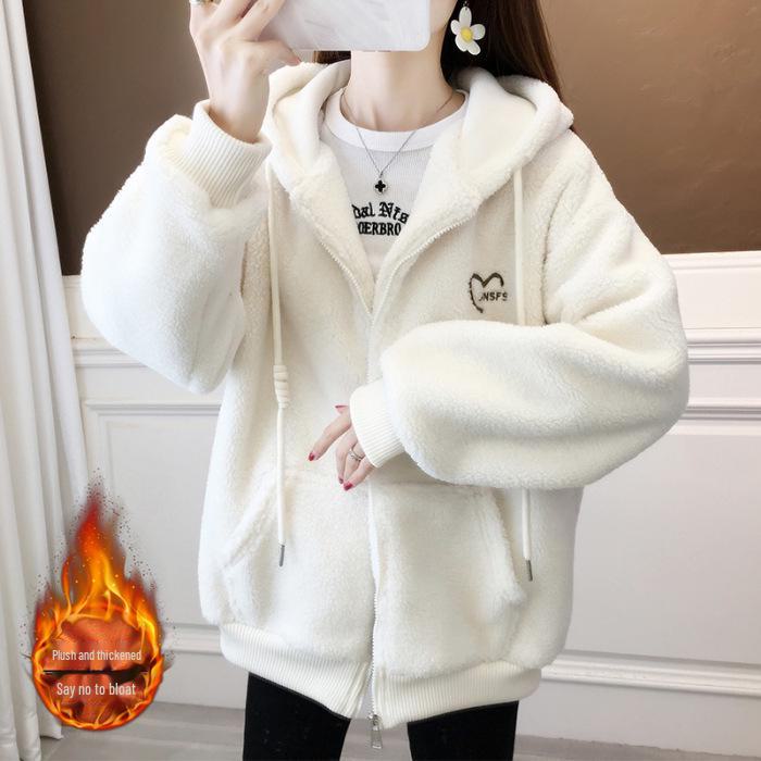 

Женский флисовый кардиган с капюшоном - новый стиль осень/зима из толстого овечьего флиса S