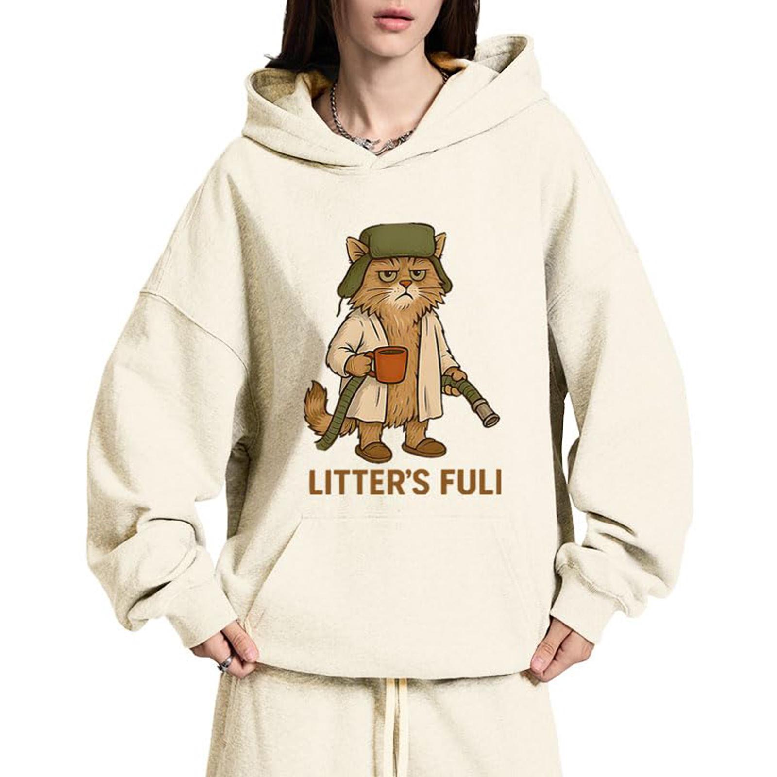 

Жіночий модний повсякденний худі-пуловер з довгим рукавом, принтом та круглим вирізом XXL