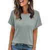 European and American summer new solid color loose round neck short sleeves, casual and comfortable T-shirt women's top