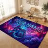 Cat Theme Crystal Velvet Floor Rug Personalized Custom Name Text Warm Carpet Home Decoration