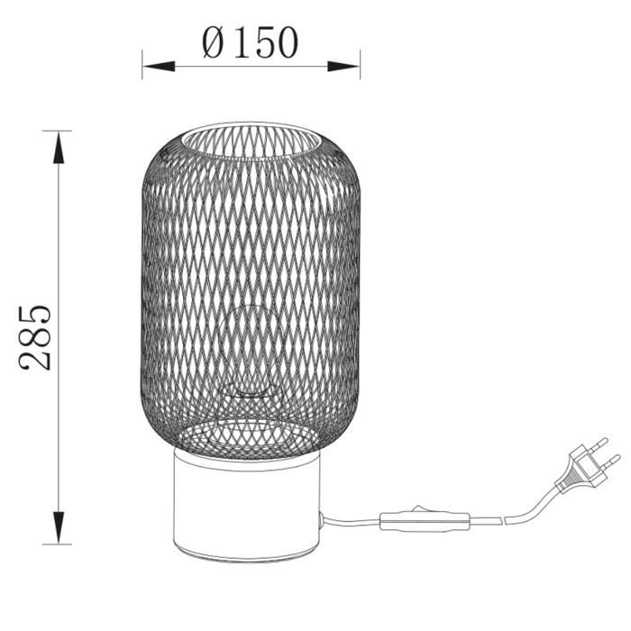 Lampe de table métal noir grillagé 23W IP20 E27 Diam 150mm
