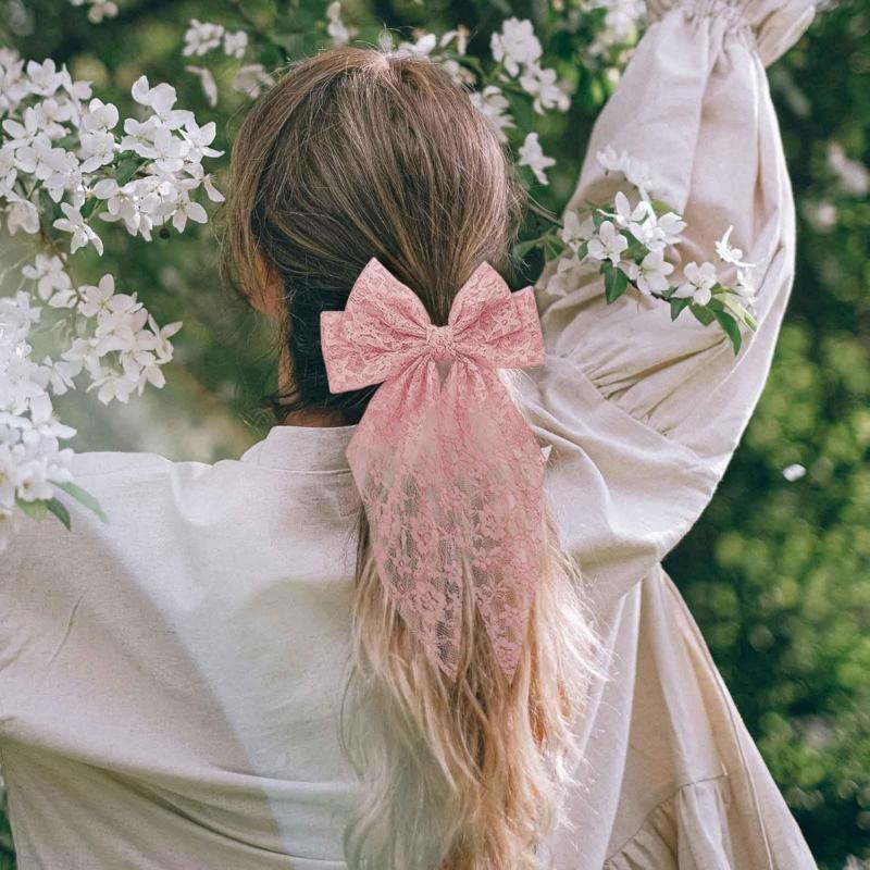 1Pcs Sweet Lovely Princess Style Hairpin  Tailcoat Lace Bow Hair Clip Girl Romantic Wedding Season Headwear Gift