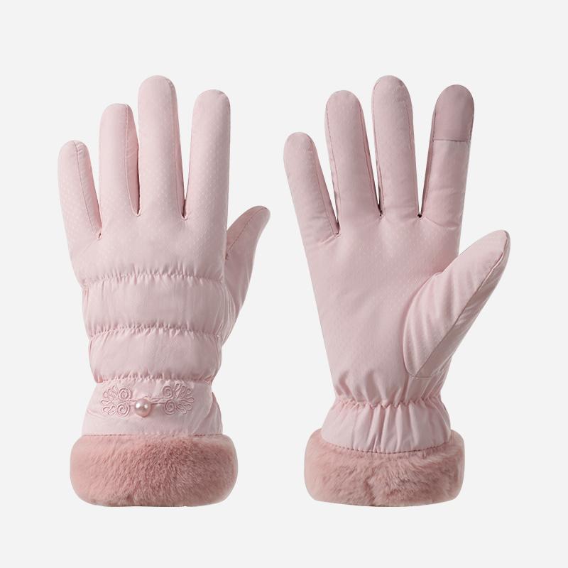 New Winter Women s Thickened Touch Screen Waterproof Windproof Anti-slip Warm Gloves Free розовый