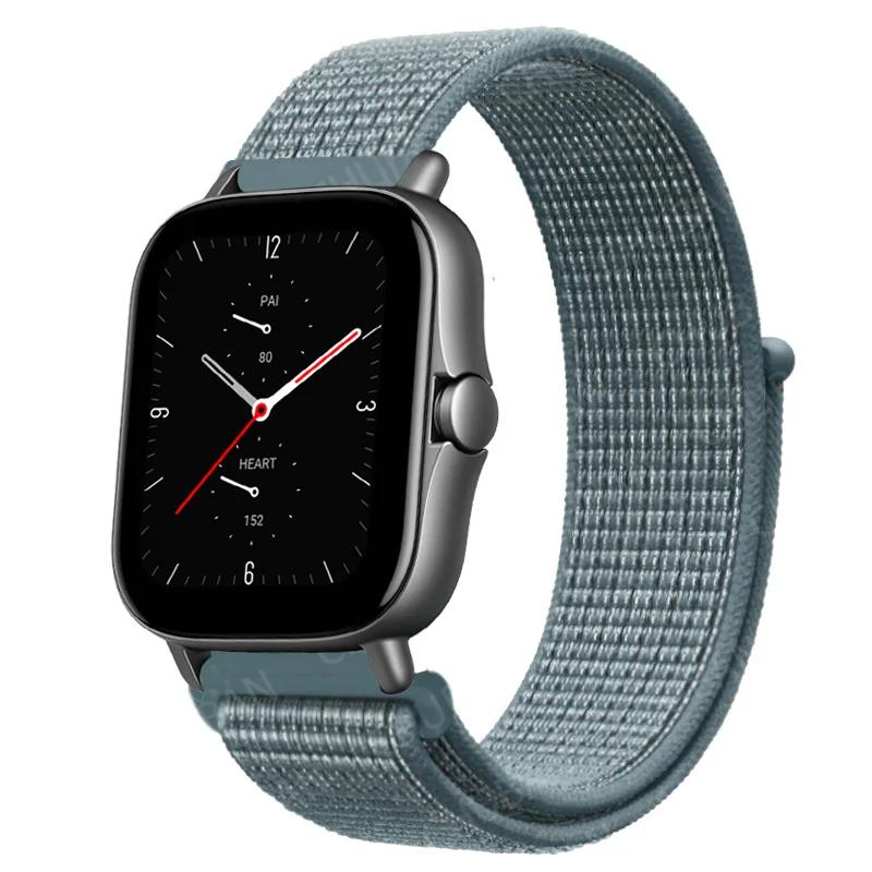 20mm/22mm Nylon Loop watch band For Amazfit GTS/4/2e/3/GTS2 Mini/GTR 4/3 pro/47mm/GTR2/2e/stratos Bracelet Amazfit bip-u strap