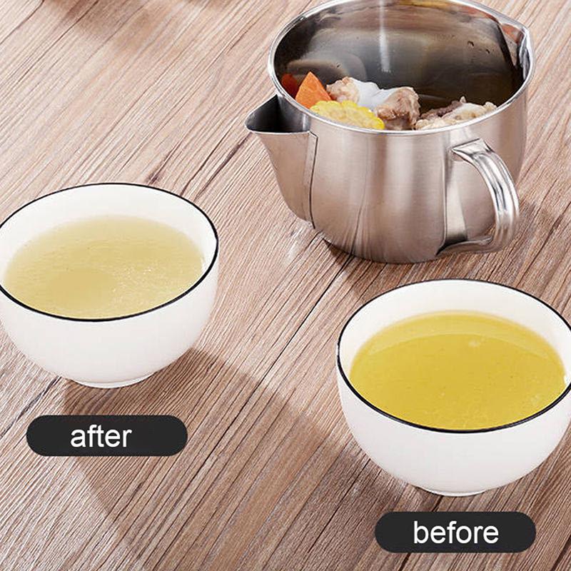 Stainless Steel Gravy Oil Soup Fat Separator Grease Oiler Filter Strainer Bowl