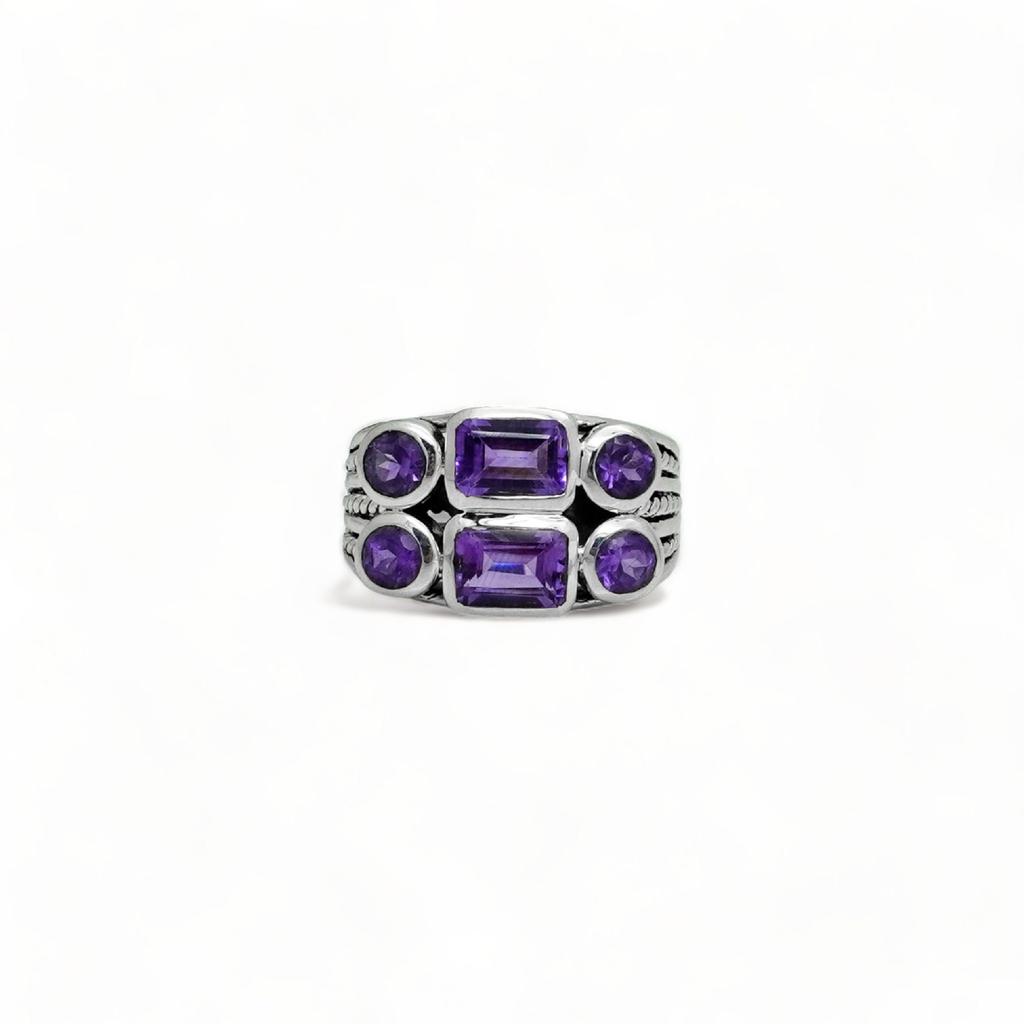Natural Amethyst 925 Sterling Silver Ring - Gemstone Statement Jewelry
