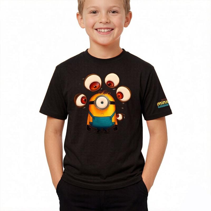 Minions Print Children Boys T-Shirt Skin Friendly Comfort Short Sleeve Tops Boys Girls Casual Birthday Gift Outfit