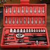 Professional Mechanic Tools Socket Wrench Set, Cr-V Steel Alloy Ratchet/Hex Multi-Bit Tool Ratchet Kit with Portable Storage Case for Home Maintenance