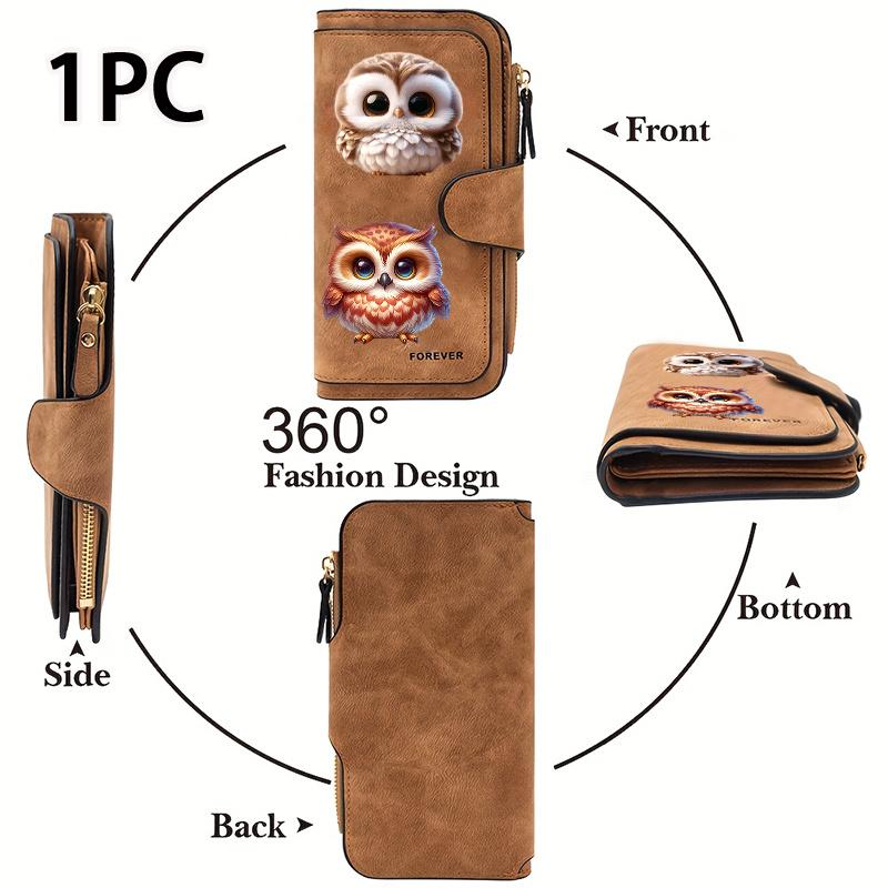 Cute Owl Women's Long Wallet, Multifunctional Wallet, Portable Snap Coin Purse, Suitable for Birthday Gifts and Daily Commuting, A Choice for Owl