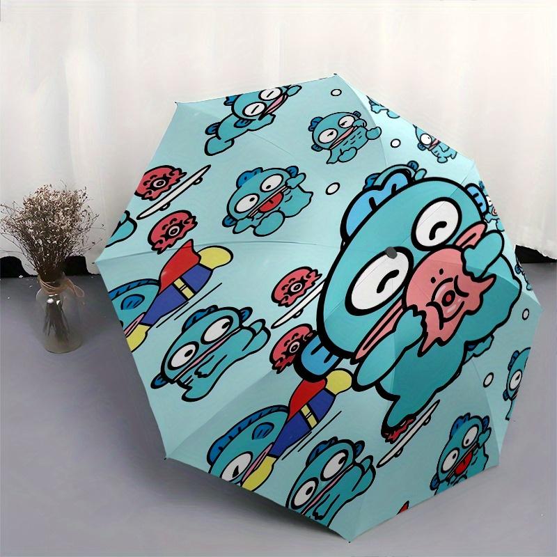 HangYodon Automatic Folding Umbrella-Simple 8-Rib Design, Bright Cartoon Pattern, Durable Iron Frame, Suitable For Travel, Outdoor, Beach-Cu