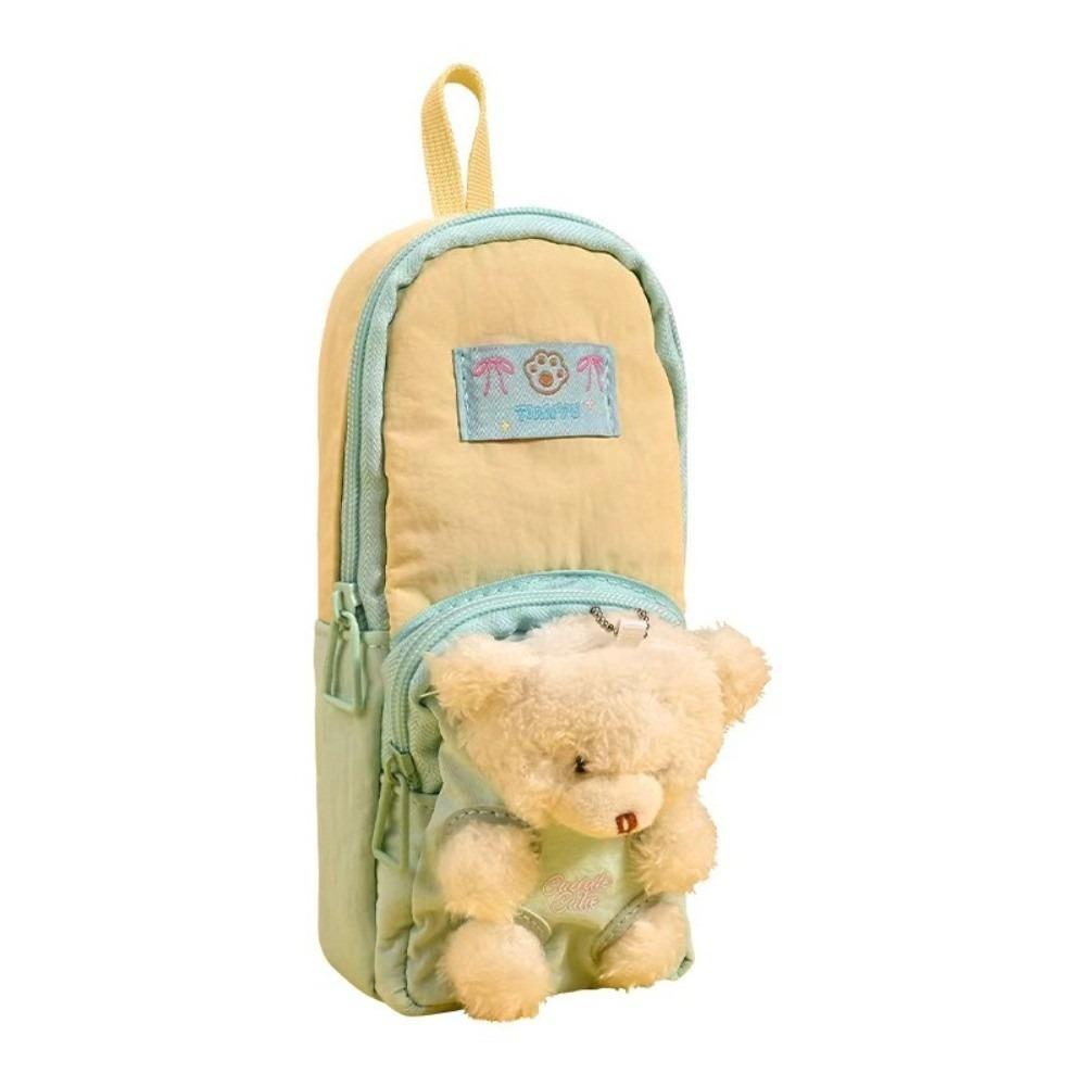 Zipper Plush Stationery Bag Cute Bear Pencil Pouch Fashion Little Bear Doll Pencil Case  Kids Gift