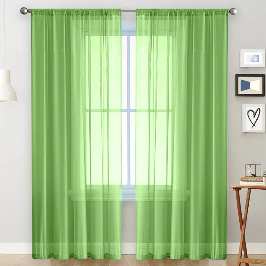 1pc Modern Solid Colour Sheer Curtain, Curtains for Living Room, Bedroom, Home Decoration, French Window Screen with Rod Pocket
