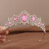 Baroque Pink Crystal Crown: Luxury Wedding & 18th Birthday Headdress for Brides & Goddesses