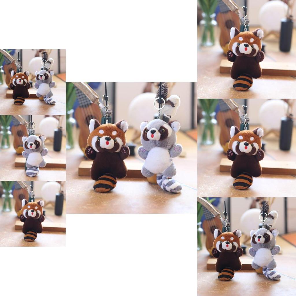 Adorable Cute Plush Raccoon Keychain Pendant Soft Stuffed Toy For Bags And Accessories