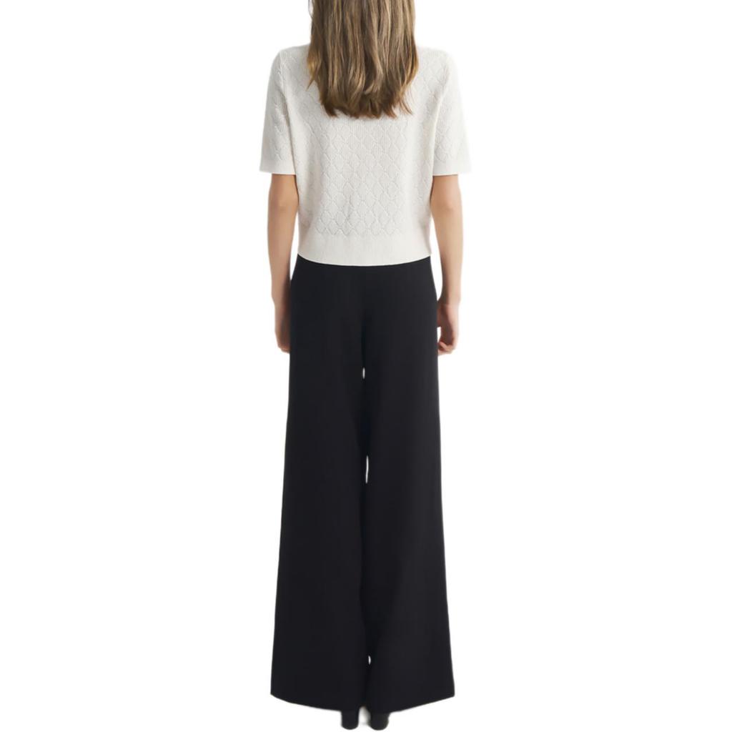 Karl Lagerfeld French Elegant Daily Commuting Dating Outfit Light Luxury Texture Linen Jacquard Chain Short Sleeve Knit Top Women Tops M22E2251100