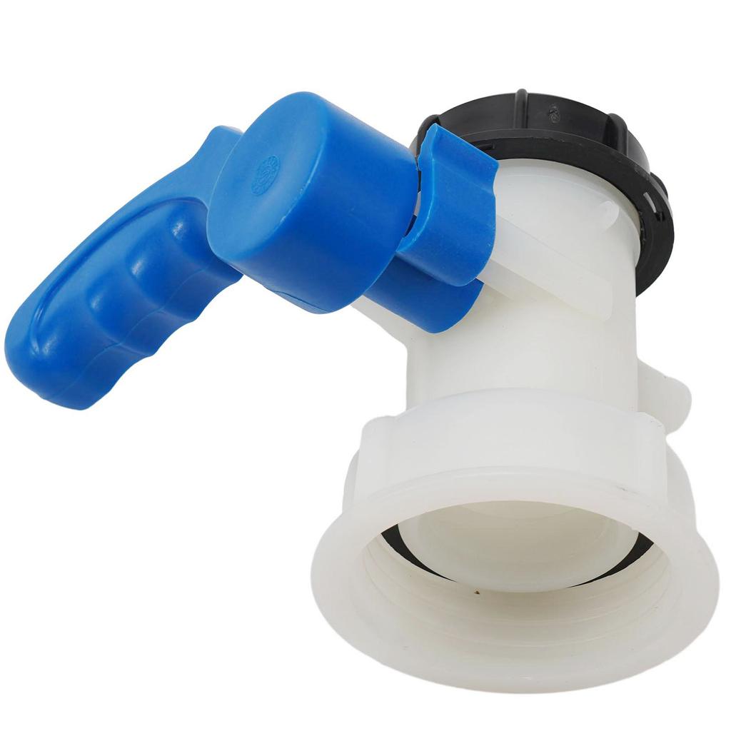 1pc Tank adapter Black cap Blue handle Butterfly Coarse Connection IBC PE S60x6 Thread Valve With fixed union nut