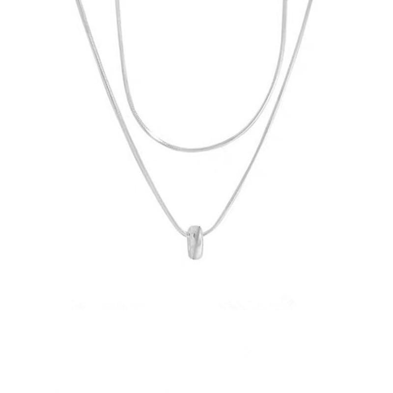 Women's Double Layer Bead & Snake Bone Chain Necklace - Autumn/Winter Versatile Fashion with High-End Style
