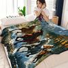 1pc Galloping Horse Trendy Print Flannel Blanket, Ultra-Soft Sofa Throw, Printed Design, Modern Style, Suitable for Sofa, Bed, Travel, Birthday and Va