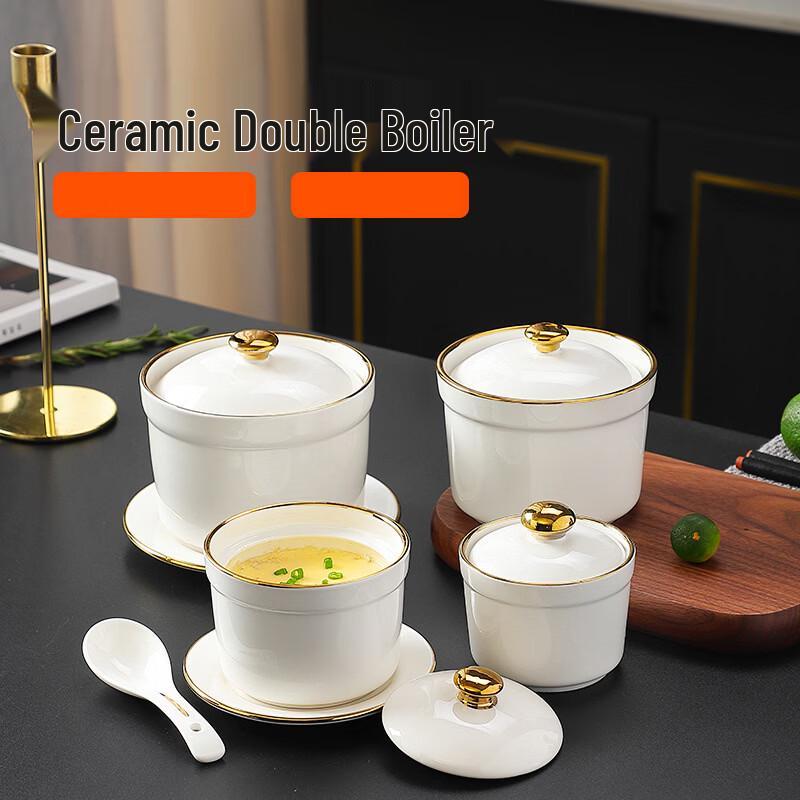 Jingzhou Ceramic Double-Boiler Stew Pots and Bowls