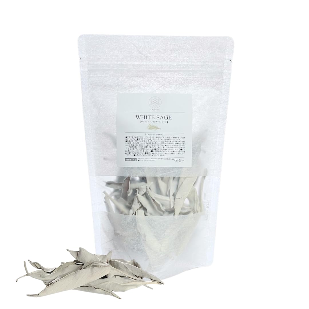 

Листья для очищения Белый шалфей, Без пестицидов, 100% натуральные, Выращено в Калифорнии, 20 г, Только очищенные листья | Энкуан