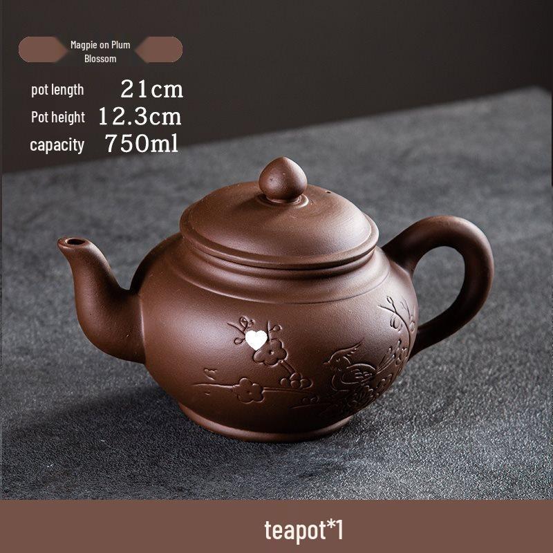 Large Capacity Handmade Yixing Zisha Teapot with Ceramic Teacup Set