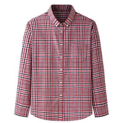 Men 'S Casual Loose All -Match Plaid Long -Sleeved Shirt Men
