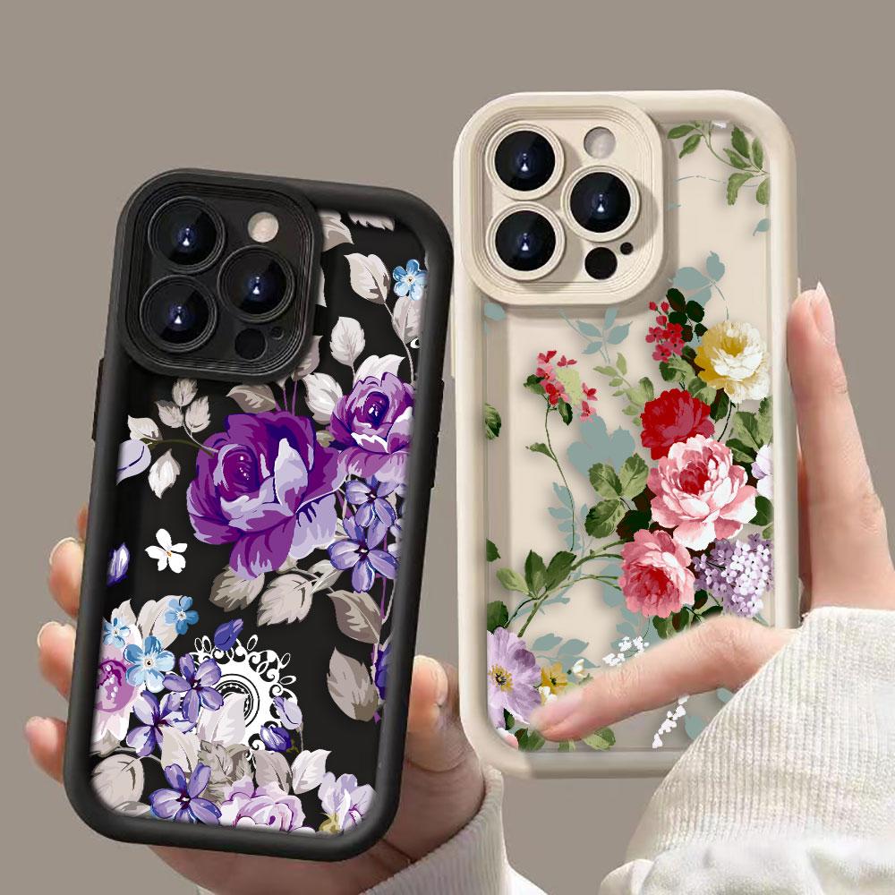 Belle Coque de Téléphone Fleurs Violettes Pour iPhone Apple 17 AIR 16 16E 11 12 13 14 15 XR Plus Pro Max Coque DIY Housse TPU antichoc