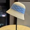 2026New Niche Minimalist Hand-woven Straw Hat with Contrasting Colors, Bucket-style Straw Fisherman Hat That Covers the Face and Makes the Face