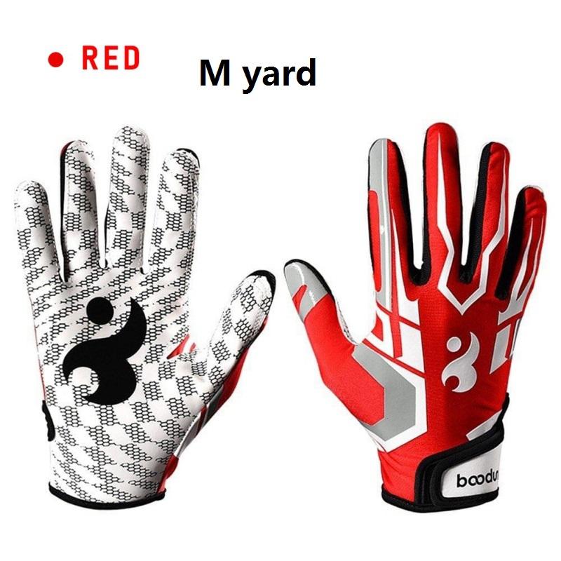 1 Pair Outdoor Rugby Gloves Full Finger Anti Slip Silicone Baseball American Football Gloves Adjustable Wristband Gloves