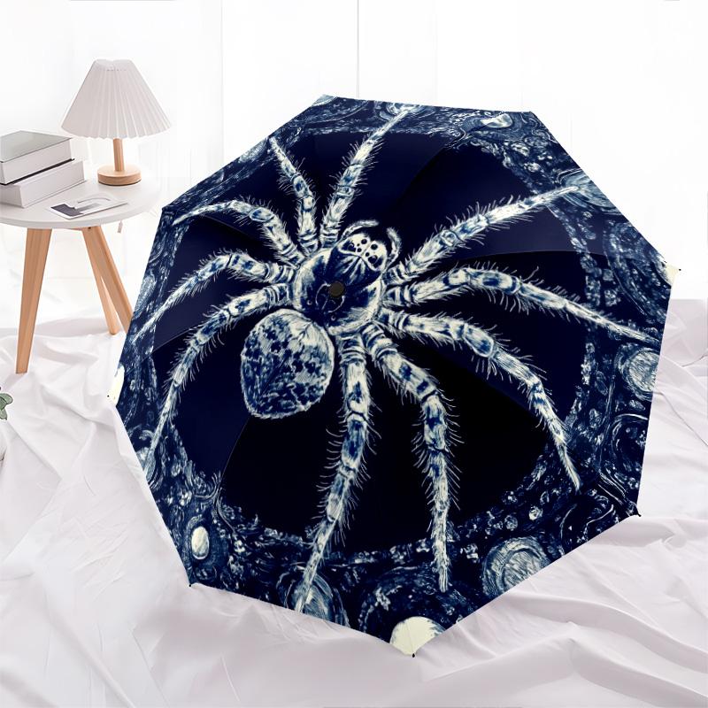 Kreis Spinnen Muster, automatischer Regenschirm, tragbares und faltbares Design, 8 Rippen, ein Weihnachts- oder Geburtstagsgeschenk.