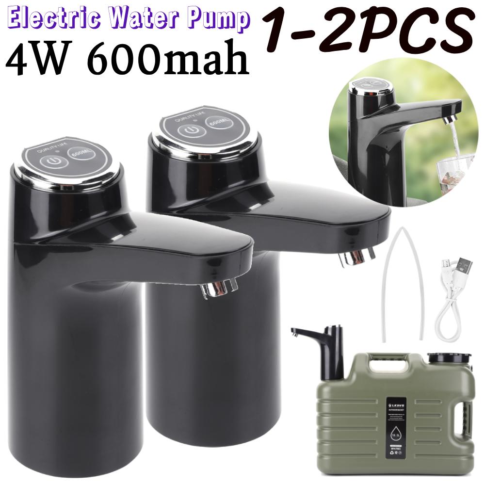 1-2PCS 4W Electric Water Pump 600mah USB Rechargeable Water Dispenser One Key Switch Wireless Water Pumping Device for Outdoor
