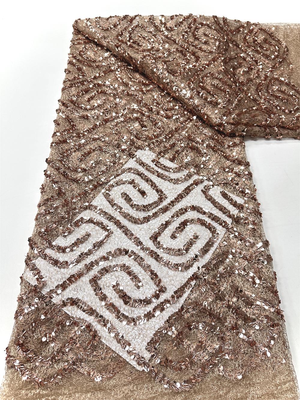 

Wholesale 2026 High Quality Sequins French Lace Fabric Mesh Lace African Nigerian Embroidered Tulle Lace Fabric 5 Yards Dress 5 yards&120cm