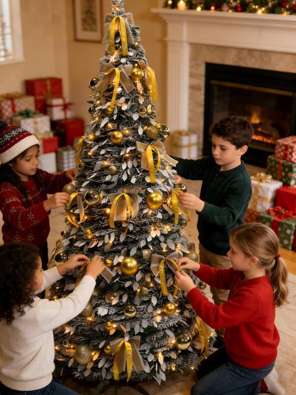 Automatic Folding Telescopic Christmas Tree with Lights for Home, Commercial, and Supermarket Decorations