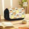 1pc Pudding Dog Dessert House 2D Flat Printing Double-Layer Flip Black Pencil Case - Back-To-School Essential Pencil Box, Daily Multi-Functional Makeu