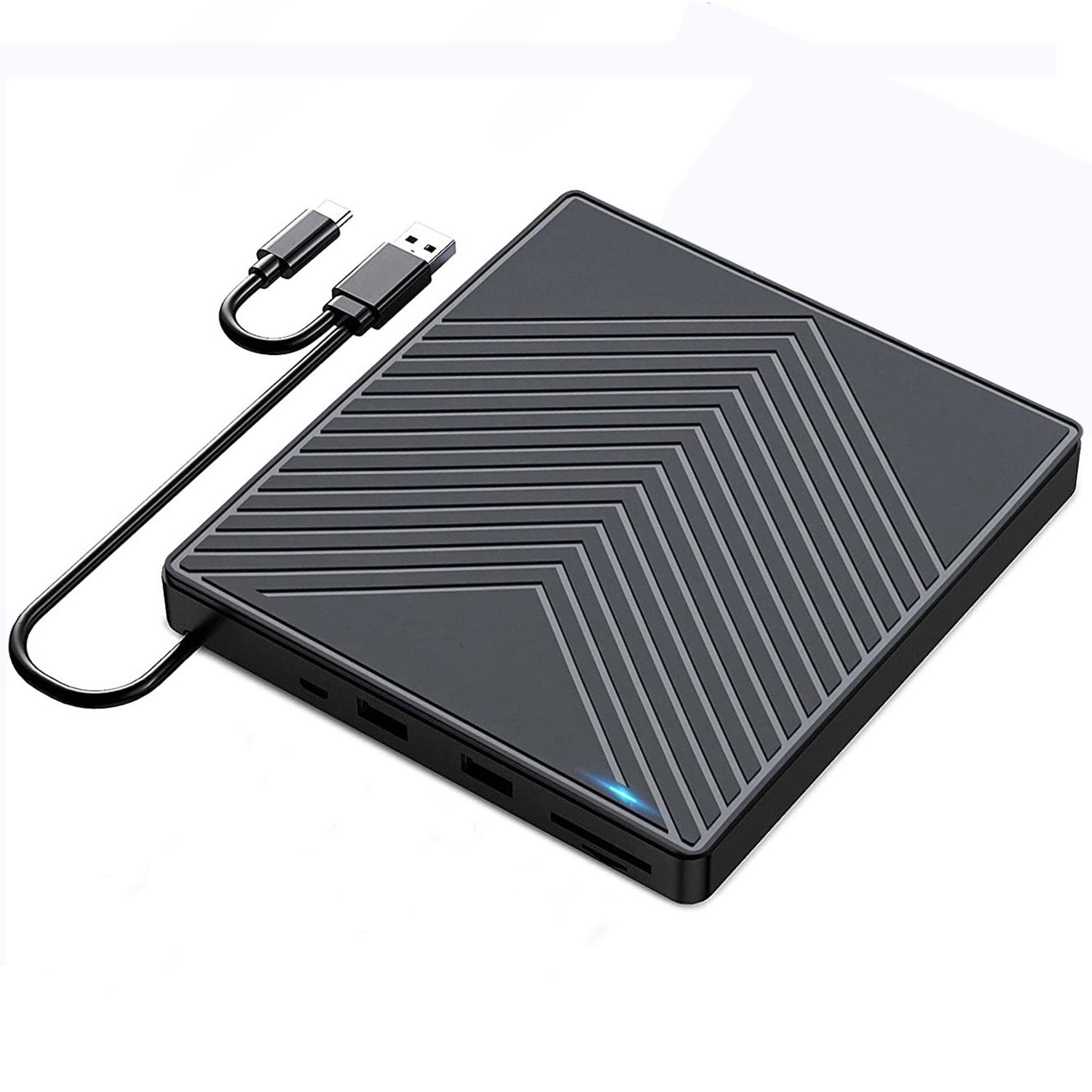 

External CD/DVD+/-RW Drive Writer Reading Burner with TF/SD Card Slot for Windows/Mac OS A