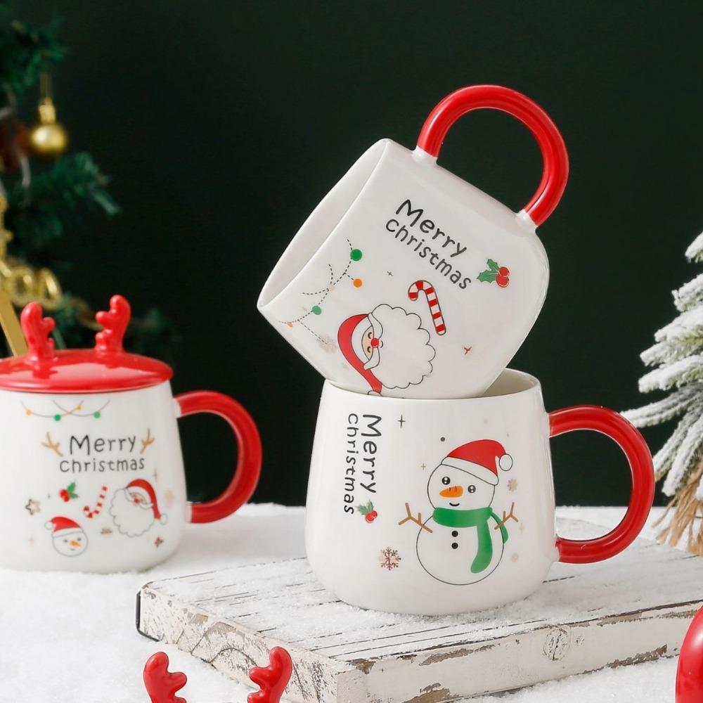Christmas Elk Lid Mug Creative Water Cup Christmas Ceramic Cup Coffee Cup Souvenir Gift Set Gift Box