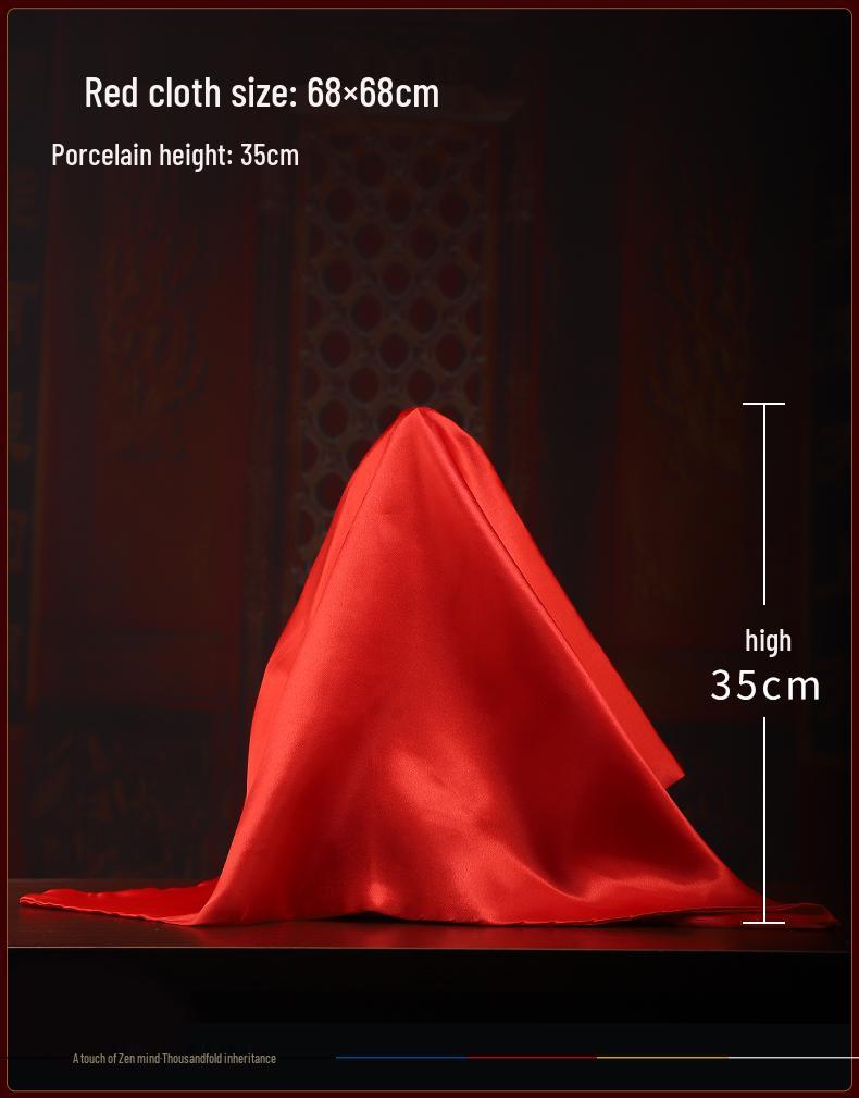 Buddha and Bodhisattva Statue with Red Silk Cloth Covering for Head and Body