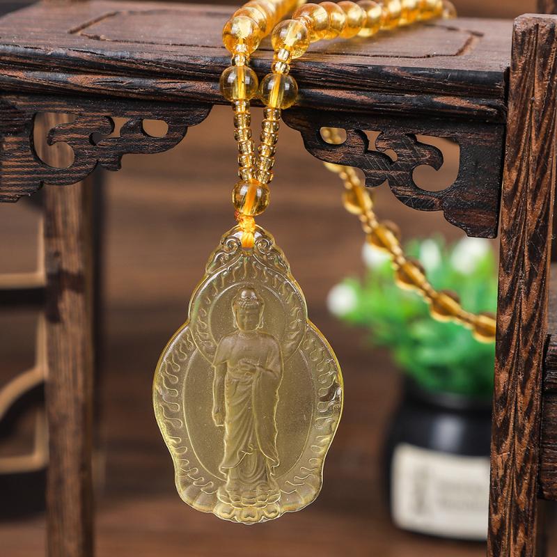 Chinese Ksitigarbha Bodhisattva Pendant Necklace Lucky Amulet Buddha Necklace Jewelry Accessories Gift