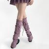 Ribbed Knit Thigh High Footless Long Socks with Button Detail Split Designs Over Knee Leg Warmers for Dance Enthusiasts