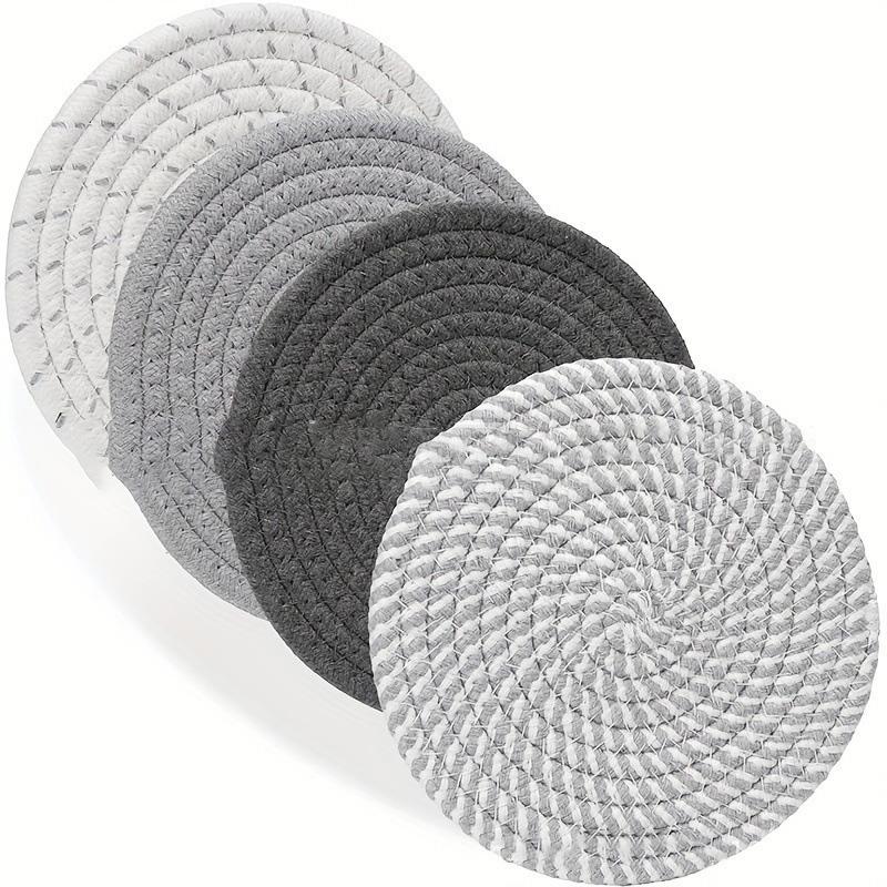 

4pcs High Temperature Resistant Cup Pad for Coffee Tea Drinks Woven Absorbent Coaster Set 11cm