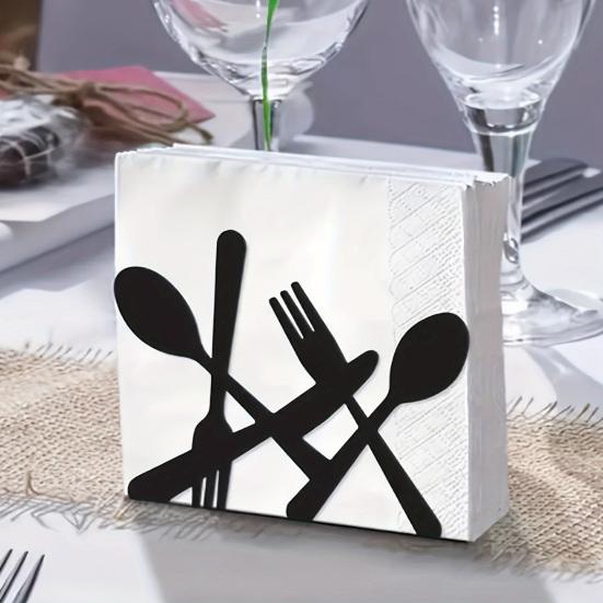 Black Cutlery Table Napkin Holder Standing Metal Fork Spoon Cutter Tissue Stand Home Kitchen Dining Table Flatware Paper Towel Dispenser Organizer