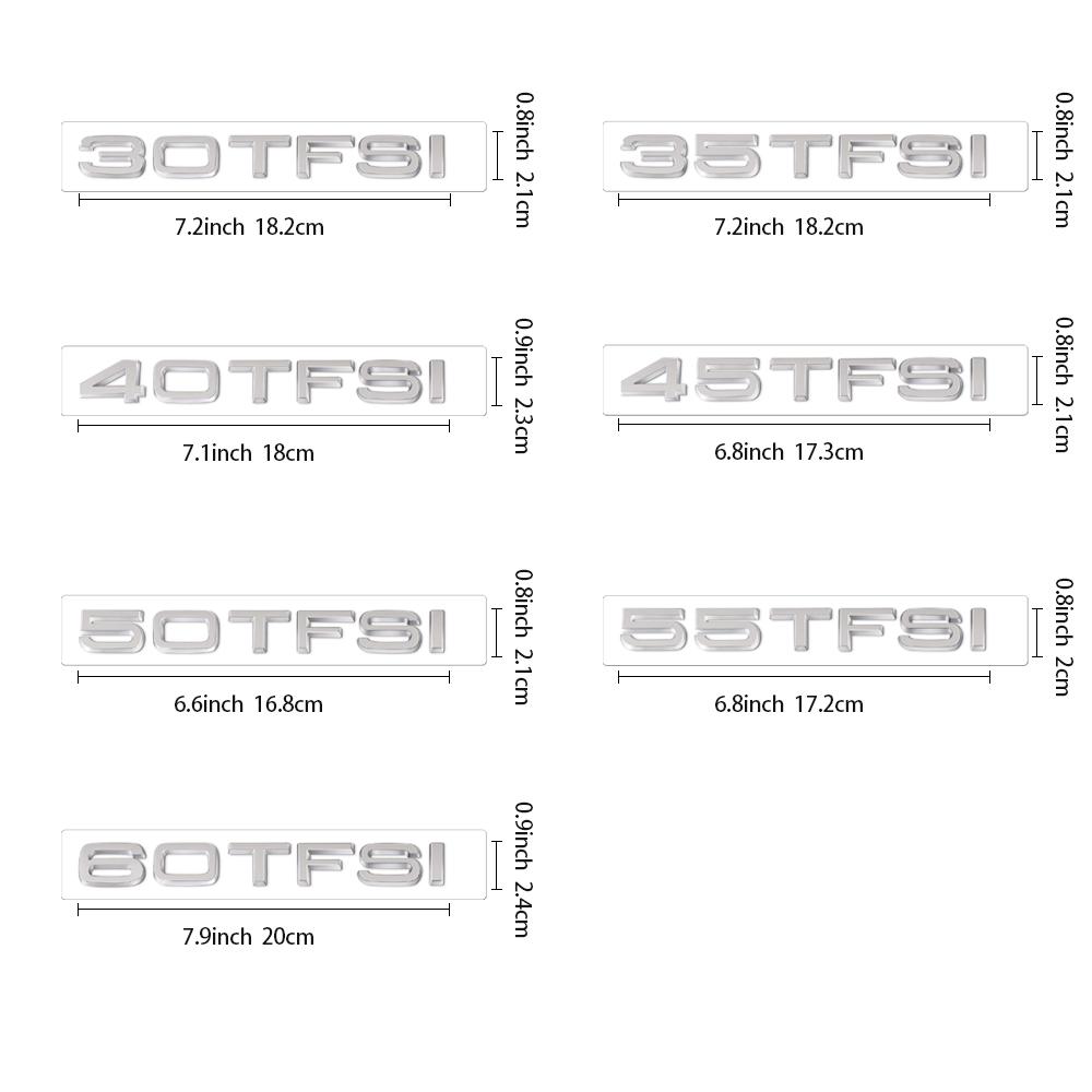 30TFSI 35TFSI 40TFSI 45TFSI 50TFSI 55TFSI 60TFSI Sline 3D ABS Adesivo Lettera Badge Posteriore Baule Auto per Decorazione Logo AUDI