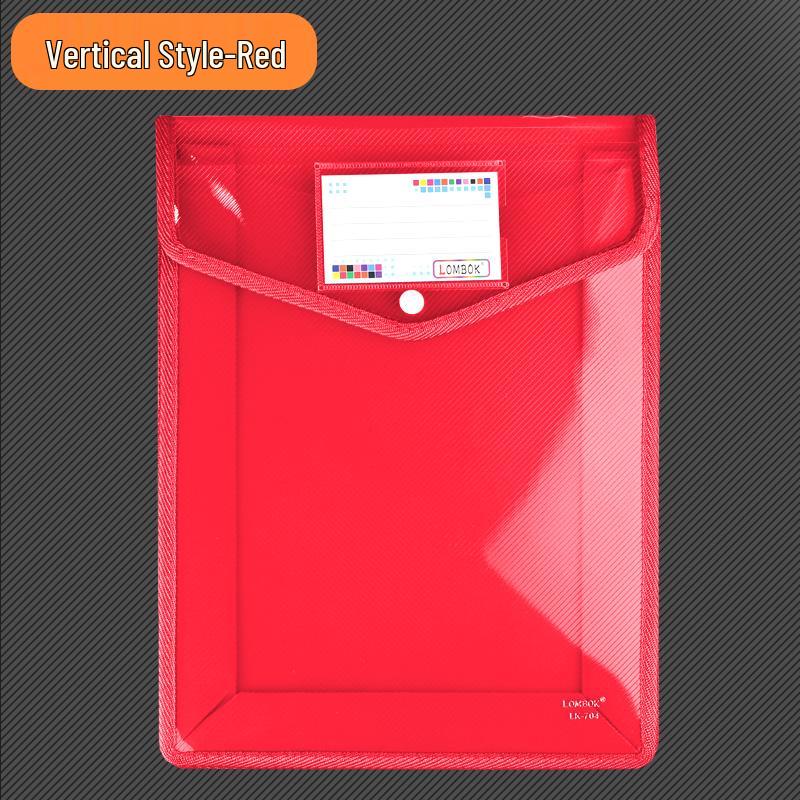 Transparent A4 Thickened Snap Button File Bag - Large Capacity Student Storage and Document Organizer