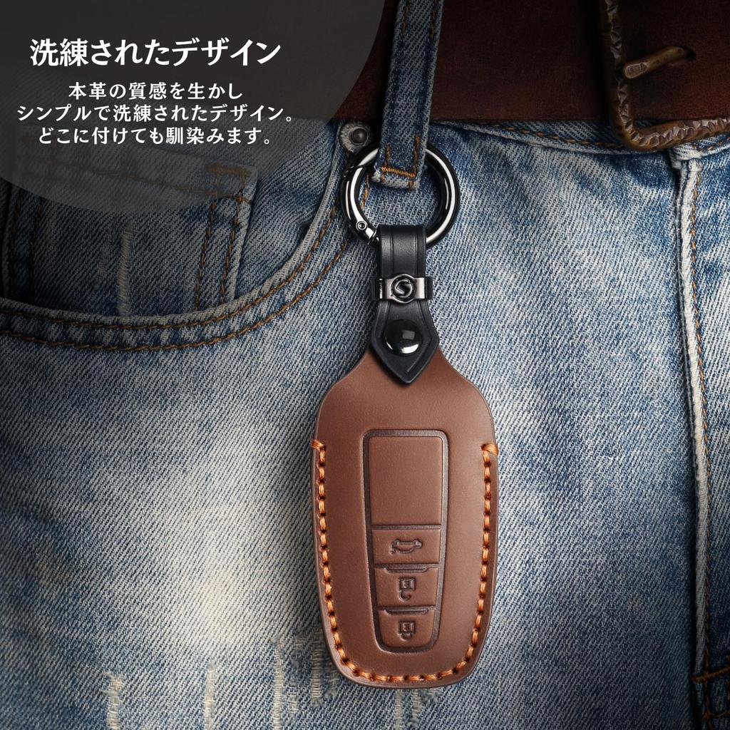 Genuine Leather Key Cover for Prius 50 Corolla and Corolla Cross New RAV4 50 and 20 Series Key Case 3 [smasol] Series, Touring, (Pre-facelift Models),