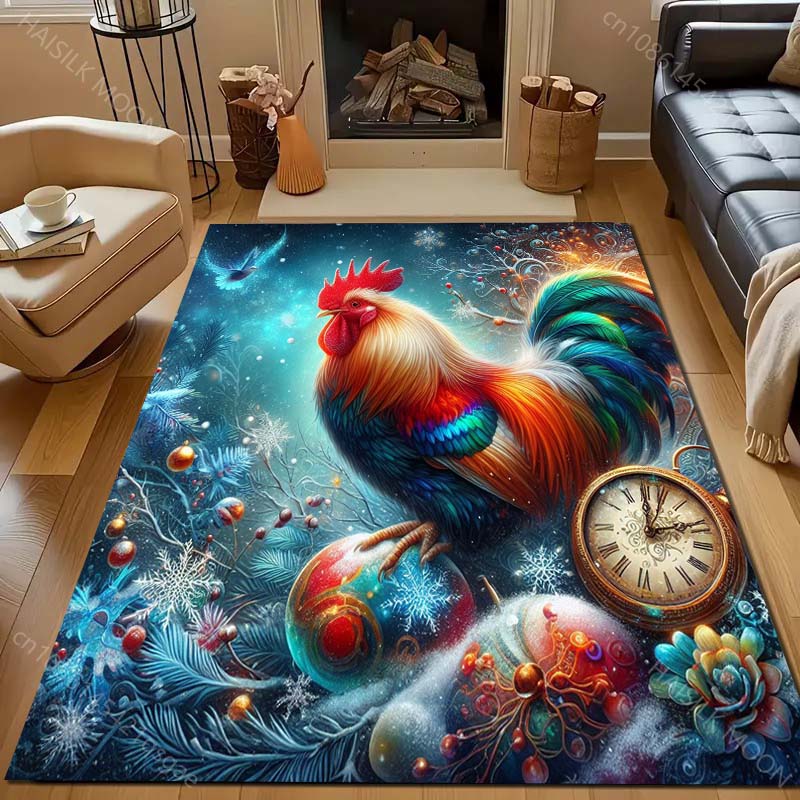 Beautiful Big Cock Flowers Print Carpet for Living Room Bedroom Sofa Doormat Decor Area Rugged Non-slip Floor Mat Large Size