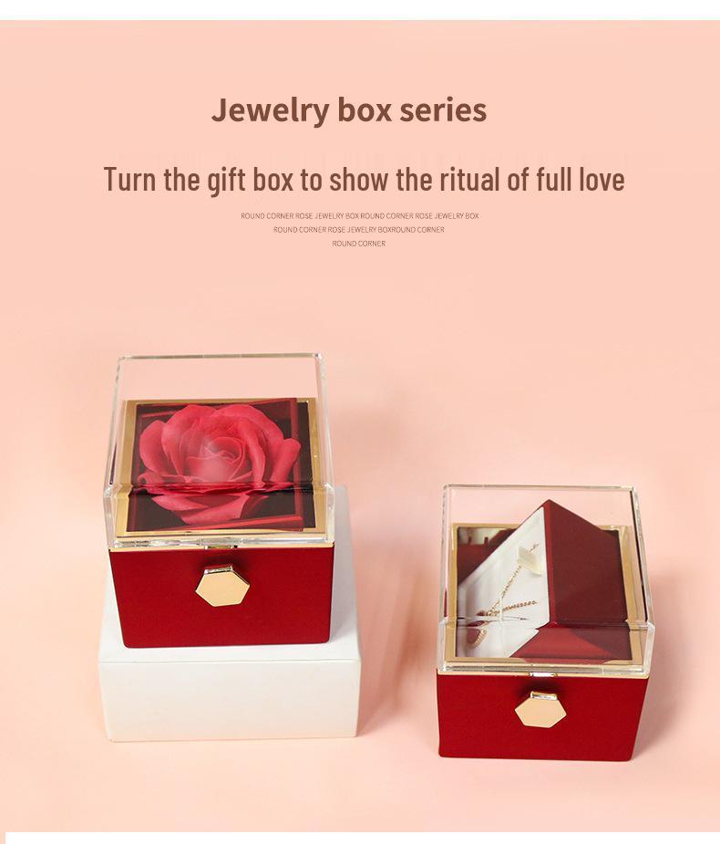Valentine's Day Preserved Rose & Jewelry Gift Box with Soap Flowers and Necklace