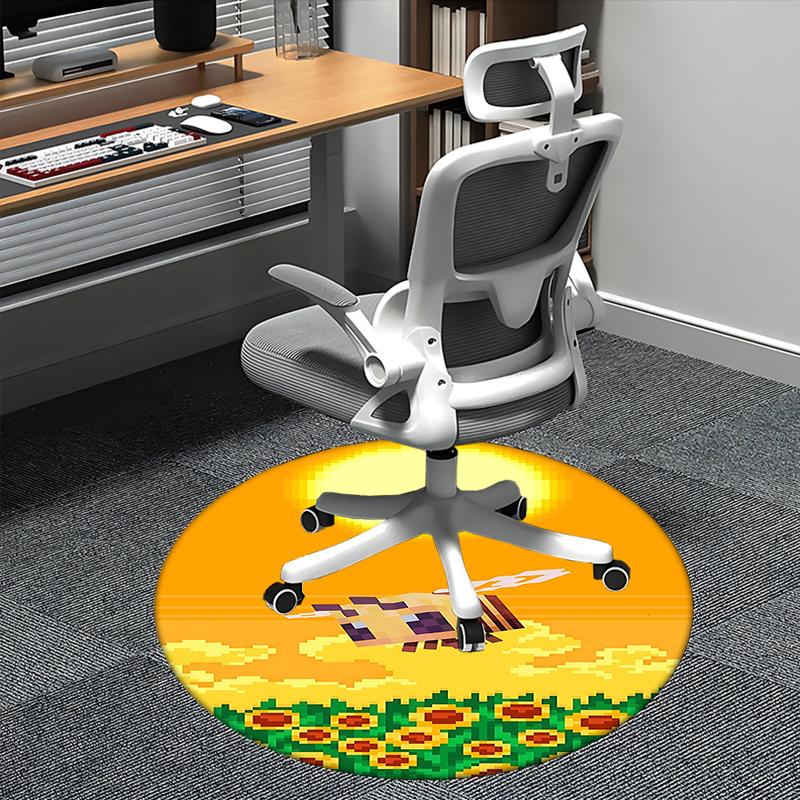 

Bee Sunflower Chair mat Round Rug Office carpet, Non slip, Suitable for Living Rooms, Bedrooms decor.1205277a 80cm by 80cm