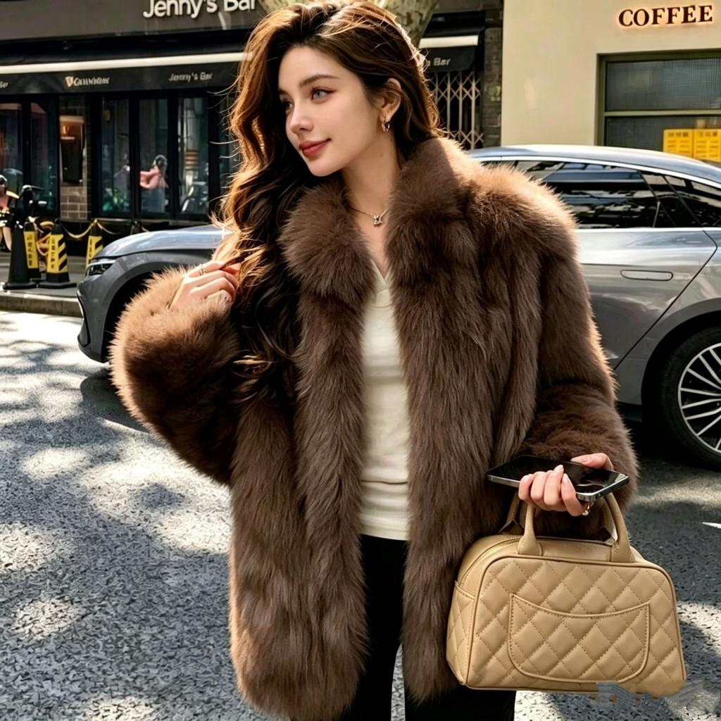 Skinny imitation fox hair fashionable cotton coat winter short small imitation fur fur coat women